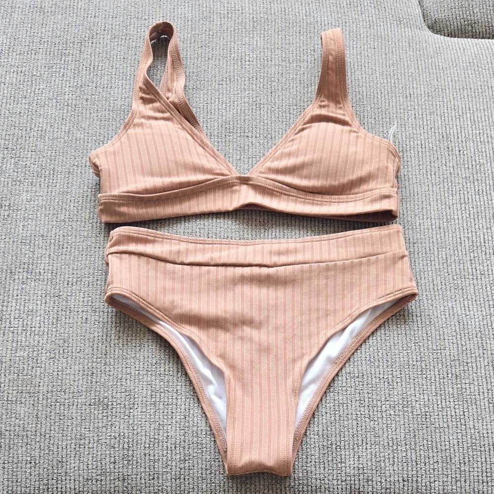 Ribbed Tan Bikini Set